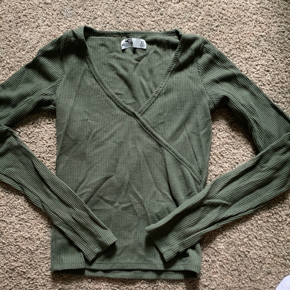 Hollister V Neck Thermal Long Sleeve Top